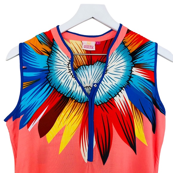 Neeru Kumar Rare India Made Absolutely Stunning Lightweight Floral Dress Medium - Picture 3 of 9